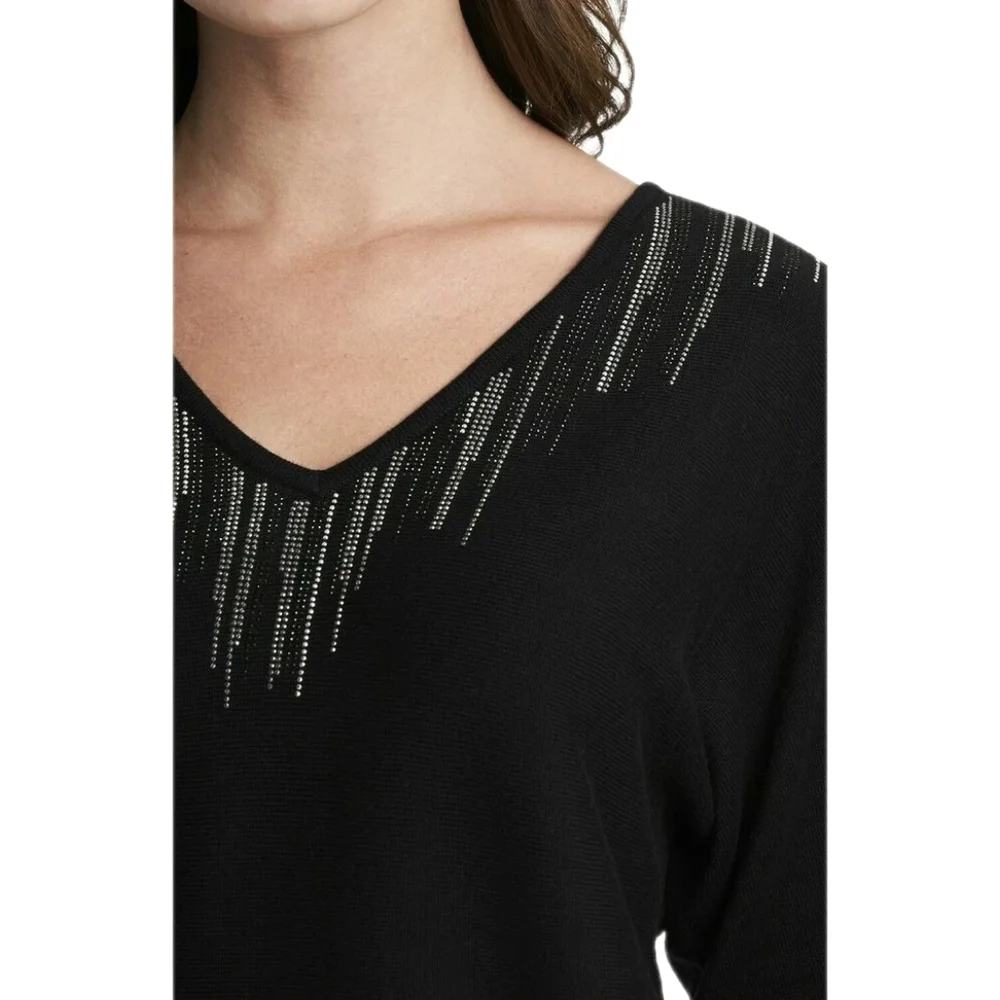 Vince Camuto Womens Embellished Sweater Rich Black Small - Picture 3 of 4